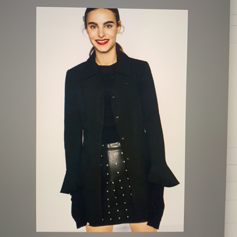 Zara Basic Collection Black Coat with Bell cuffs